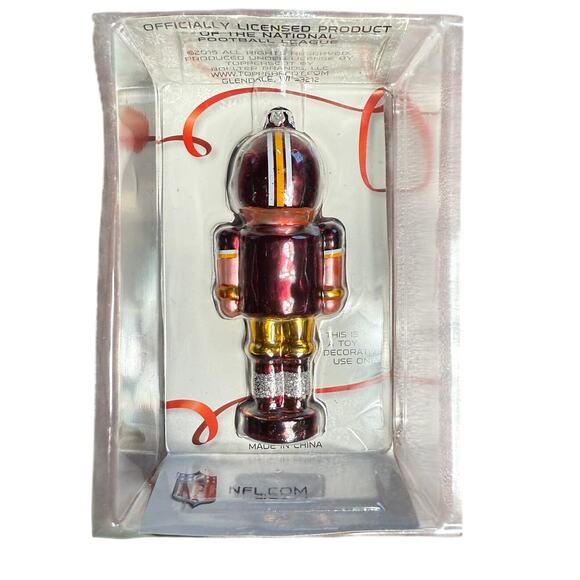Washington Redskins Blown Glass Ornament Nutcracker NFL Licensed Rare NIB - Picture 2 of 9